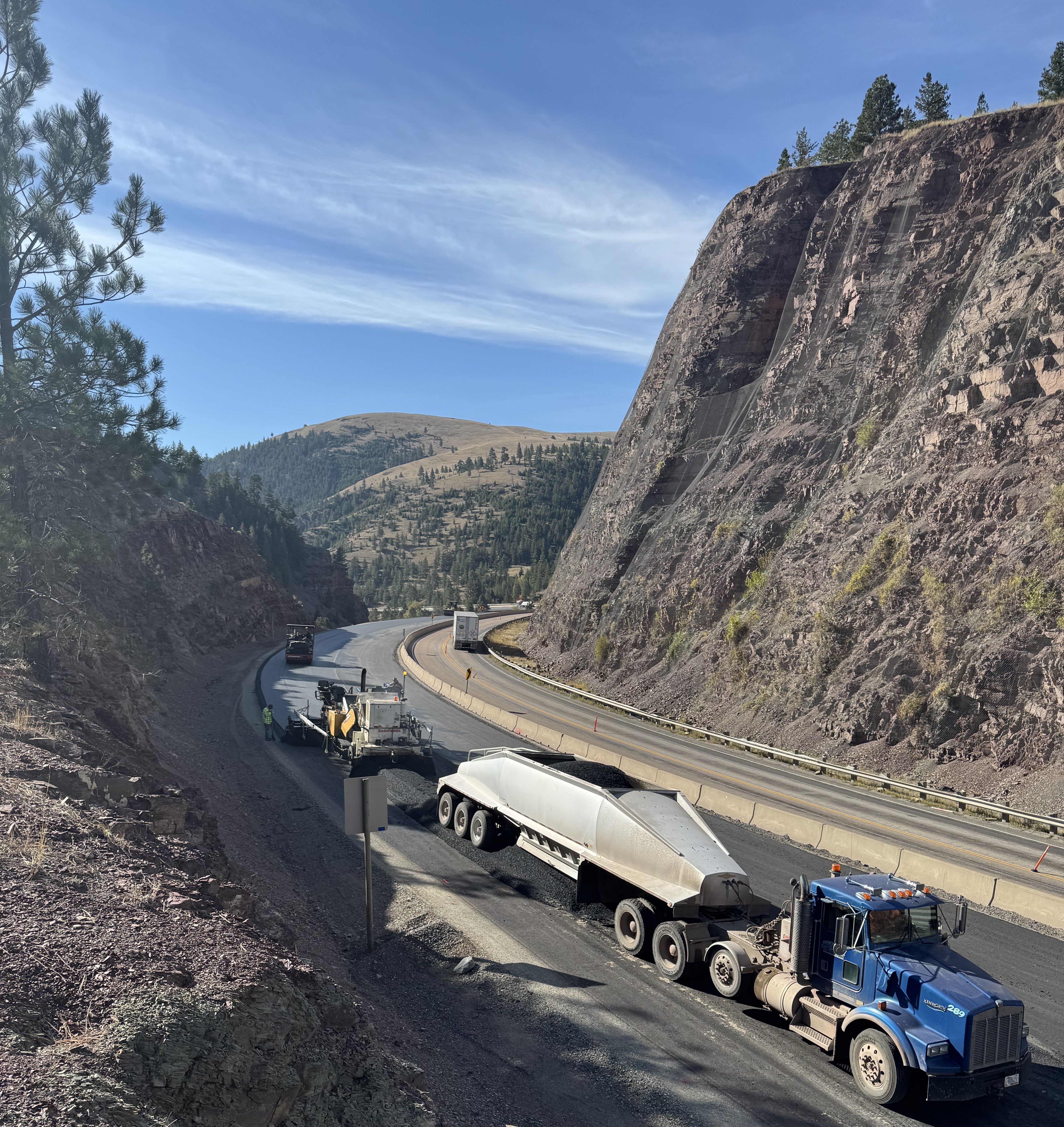 A photo of paving operations on I-15.